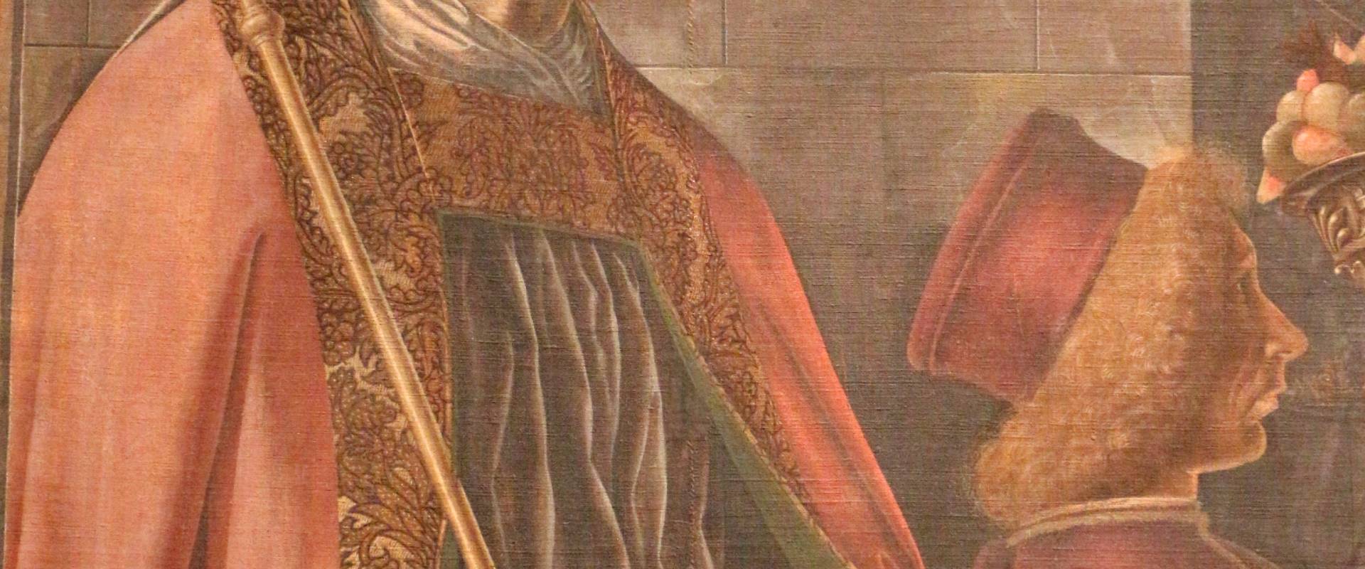 Francesco del cossa, pala dei mercanti, col committente alberto de' cattanei, 1474, 03,1 foto di Sailko